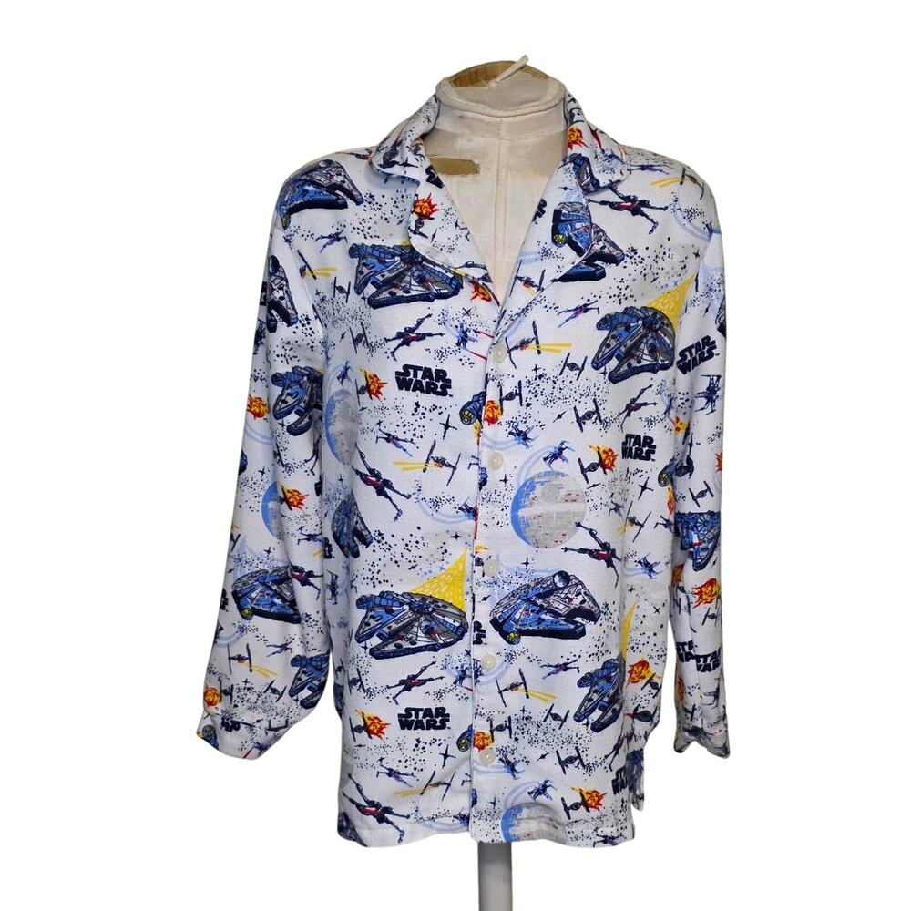 POTTERY‎ BARN KIDS STAR WARS MILLENNIUM FALCON FLANNEL PAJAMA TOP Size Small